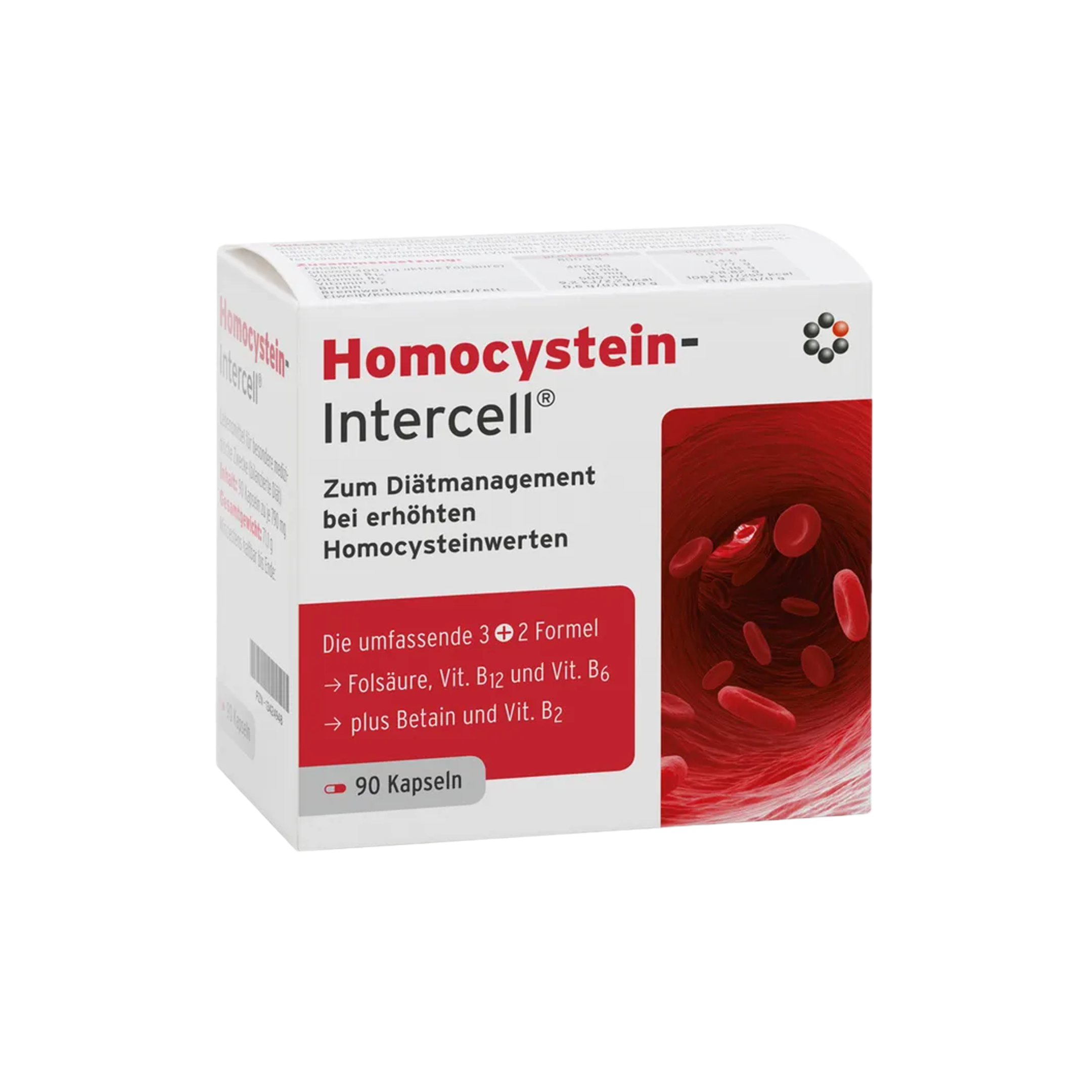 Homocystein-Intercell | Betaine 500 mg, 5-MTHF, Folate, B6, B12 & B2 | Homocysteine Metabolism Formula | Vegan | 90 Capsules | PZN 13424948