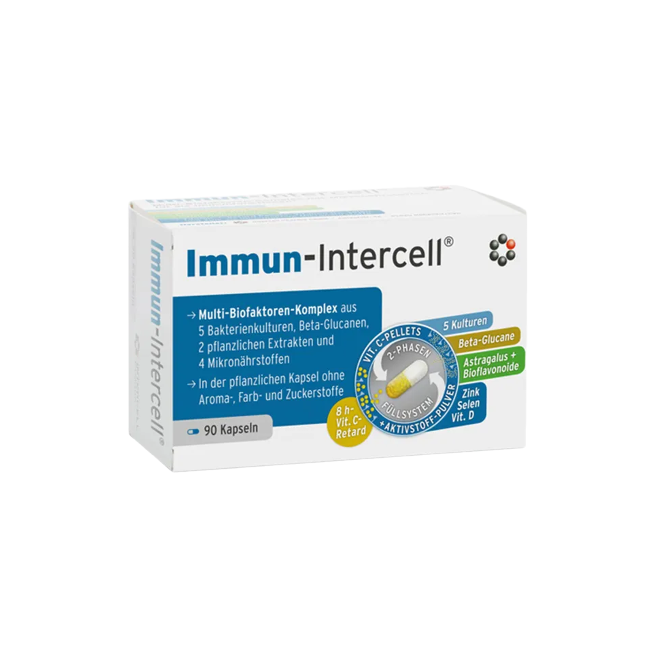 Immun-Intercell | Beta-Glucans, Astragalus, 5 Bacterial Cultures + Vitamin C, D3, Zinc & Selenium | Immune Support | 90 Capsules | PZN 16396299