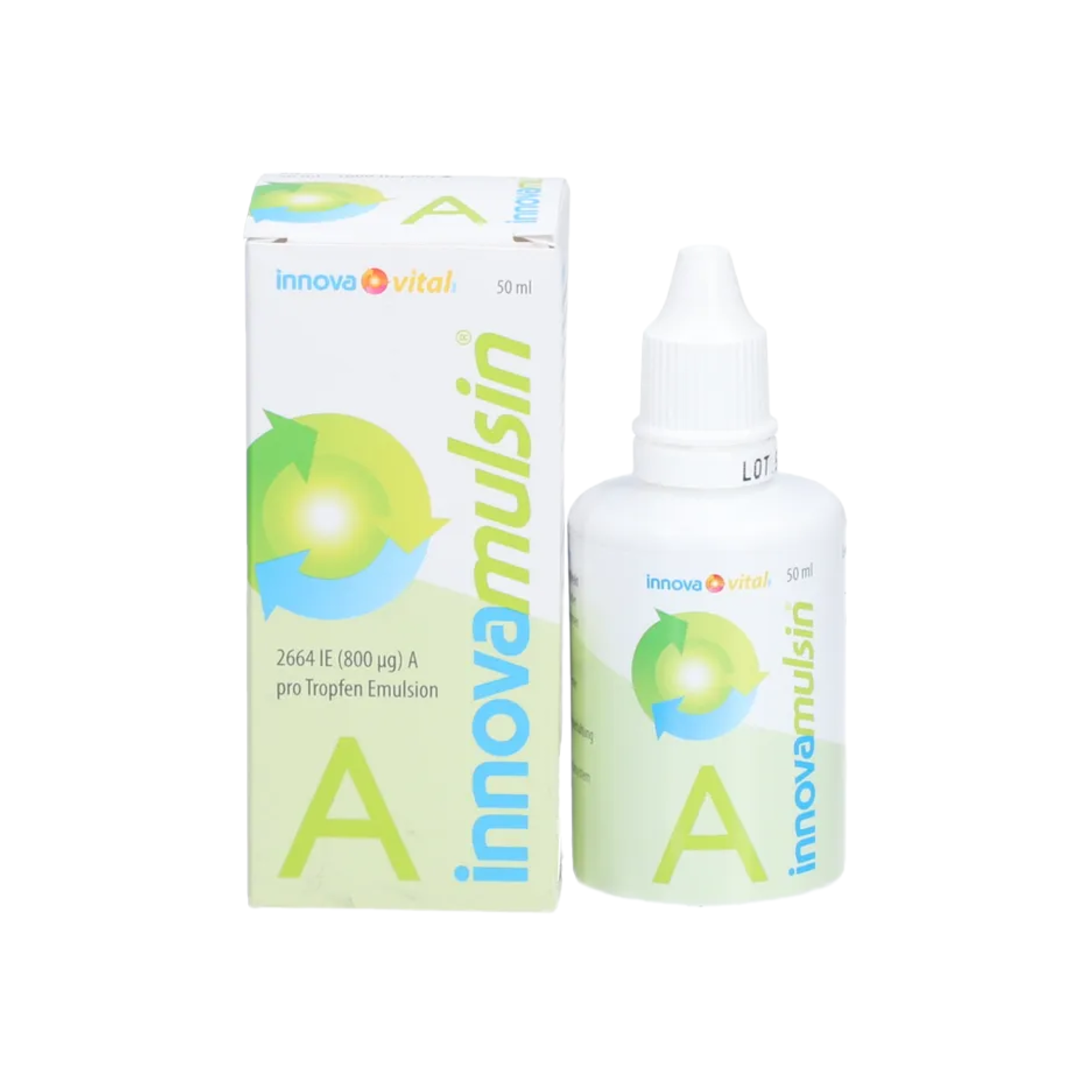 InnovaMulsin Vitamin A Drops | 800 μg / 2,664 IU Vitamin A per Drop | Skin, Vision & Immune Support | 1,000+ Drops | 50 ml | PZN 11885444