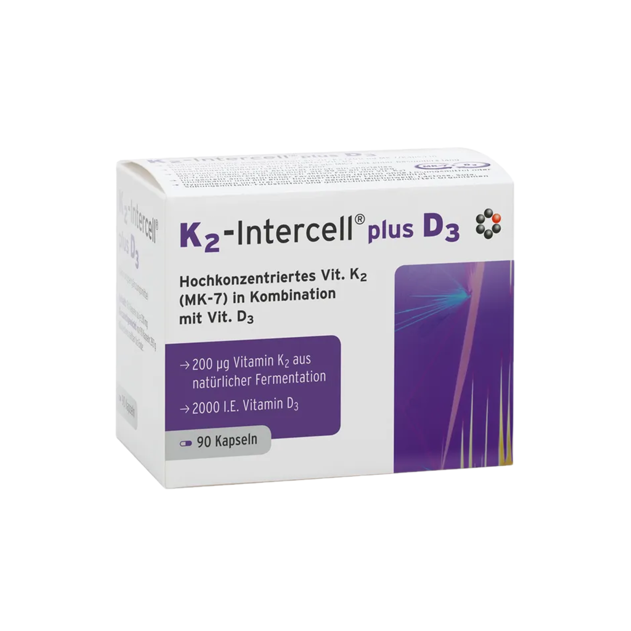 K2-Intercell Plus D3 | Vitamin K2 MK-7 200 μg + Vitamin D3 2,000 IU | Bone, Muscle & Immune Support | 90 Capsules | PZN 13720291
