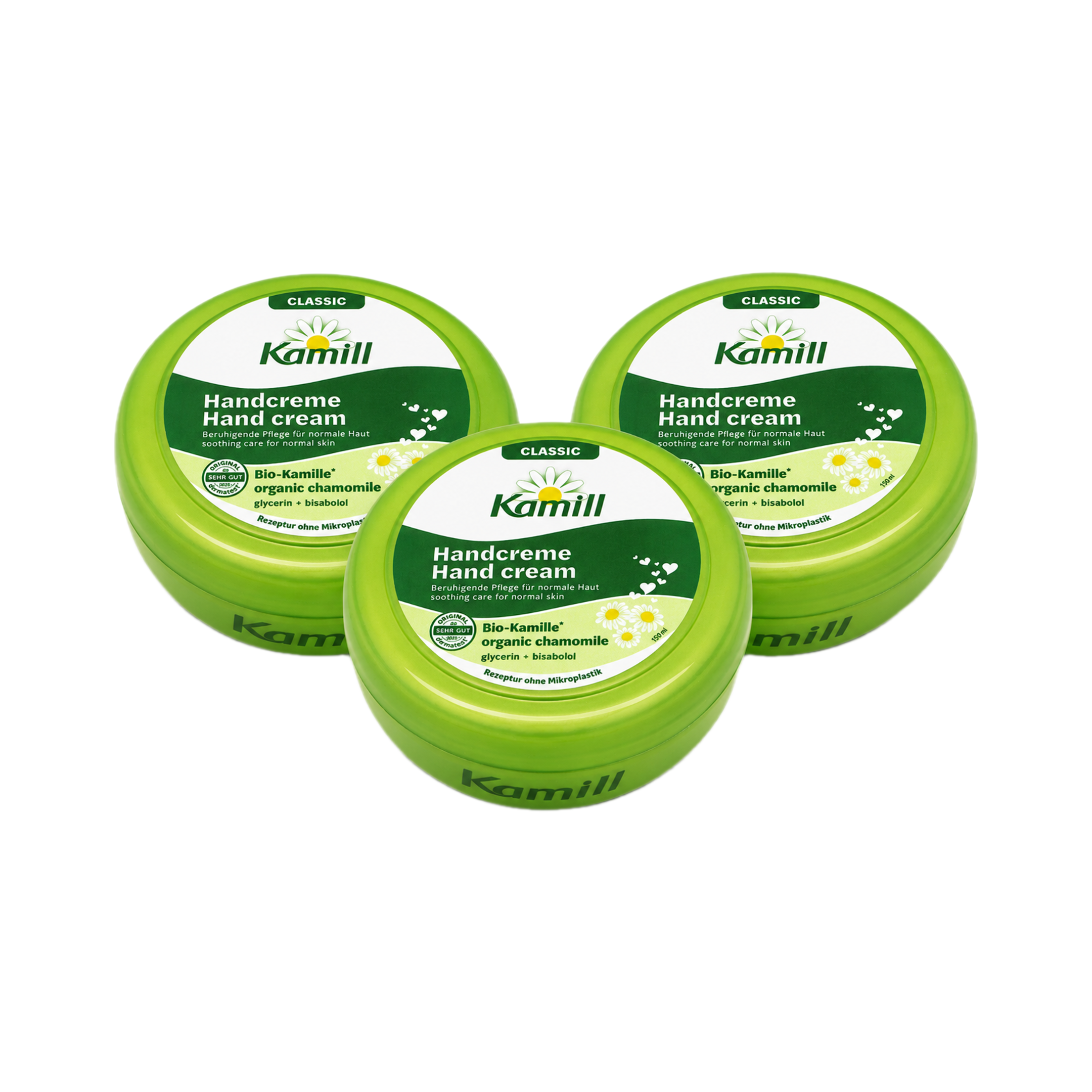 Kamill Hand & Nail Cream with Organic Chamomile | Soothing Moisturising Care with Bisabolol | Vegan | 3 × 150 ml Value Pack | 450 ml Total