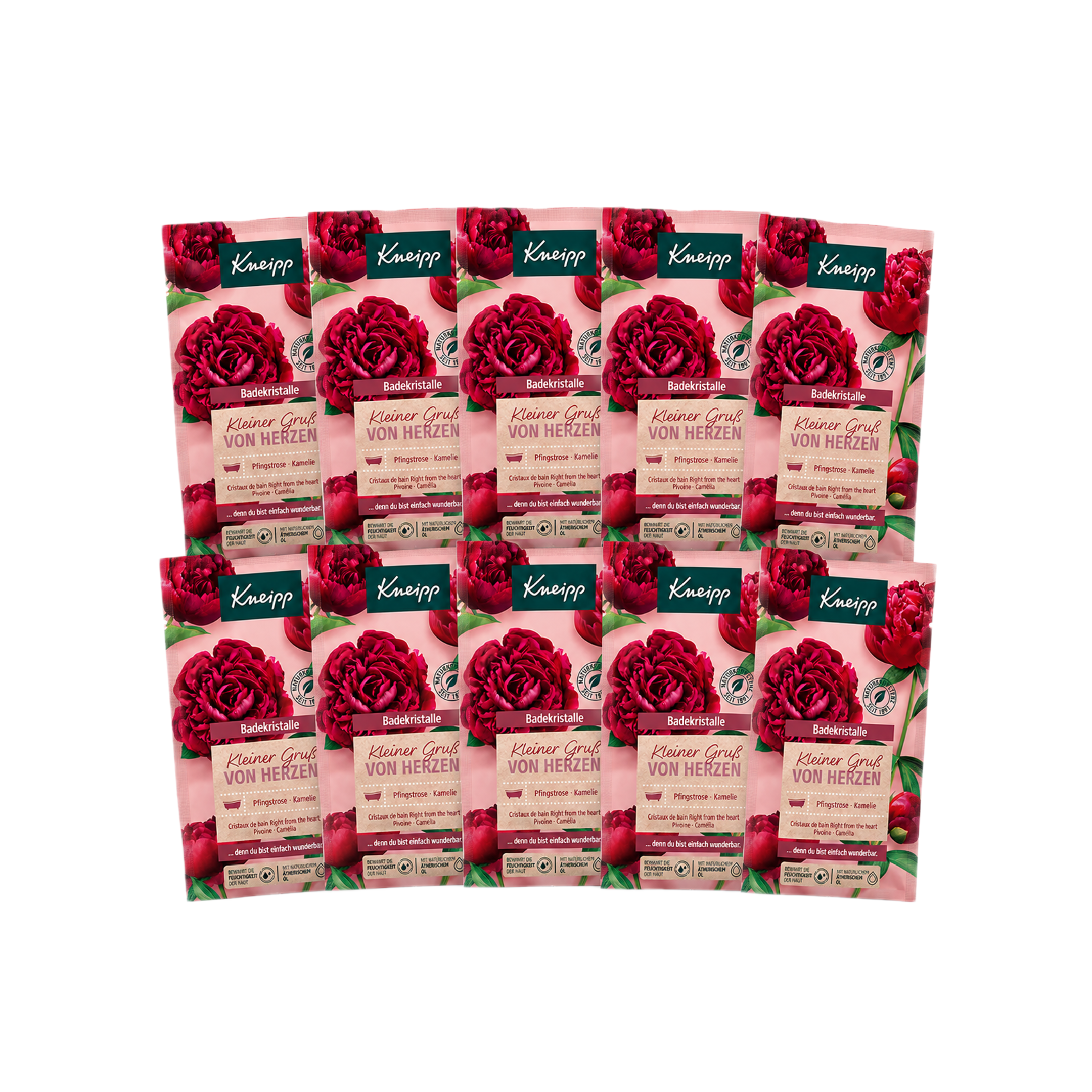 Kneipp Little Greeting from the Heart Bath Crystals | Peony & Organic Camellia Oil | Vegan | 10 × 60 g | PZN 18708722