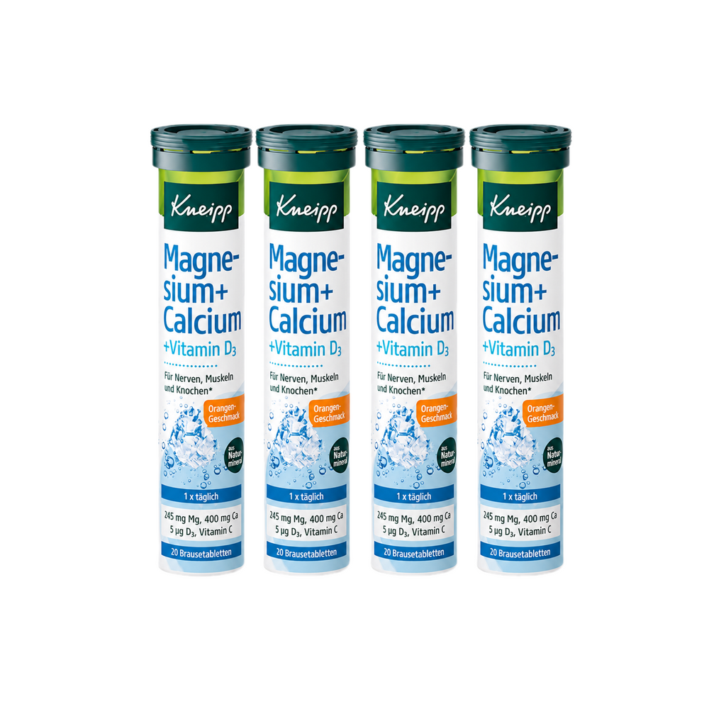 Kneipp Magnesium + Calcium + Vitamin D3 | Muscle, Nerve & Bone Support | 4 × 20 Effervescent Tablets | 80 Tablets | PZN 07243987