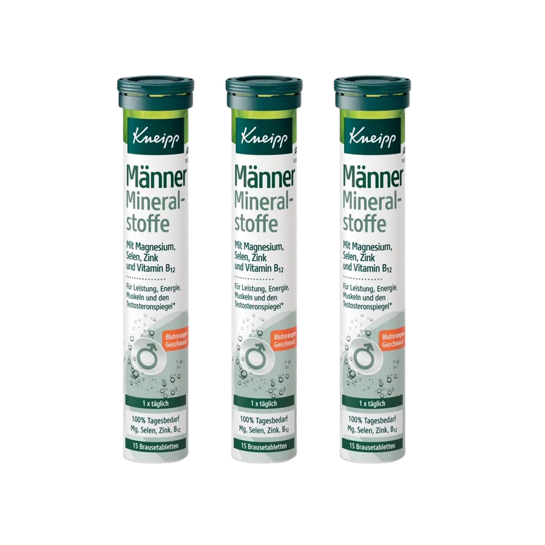 Kneipp Men’s Minerals Effervescent Tablets | Magnesium + Zinc + Selenium + Vitamin B12 | 3 × 15 Tablets | 45-Day Value Pack | PZN 12601503