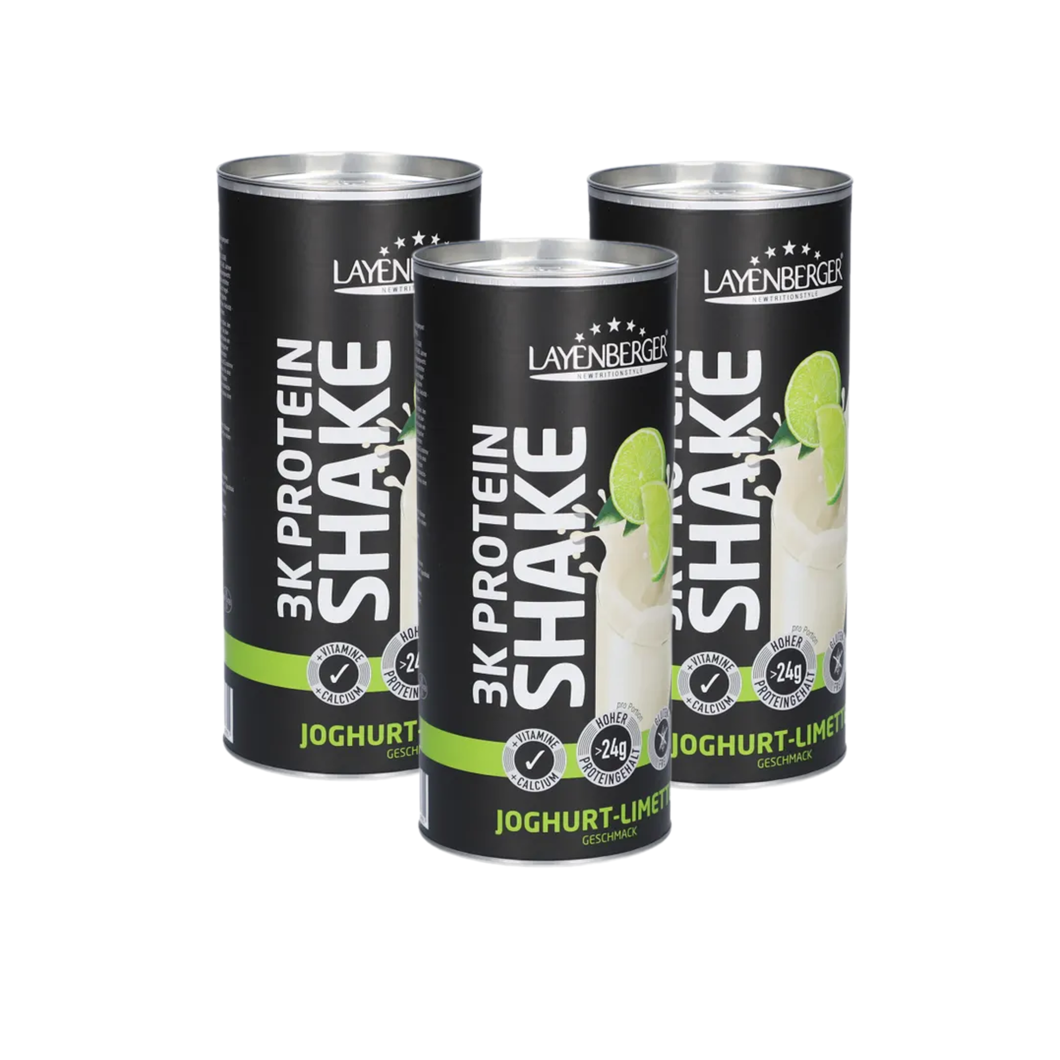Layenberger 3K Protein Shake Yoghurt Lime | 79%+ Protein, Whey, Milk & Soy with L-Carnitine, Vitamins & Calcium | 3 × 360 g | PZN 18163843