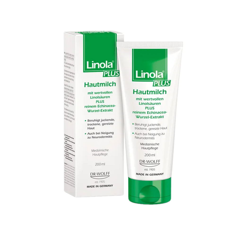 Linola PLUS Skin Milk | Intensive Care for Itchy, Dry & Irritated Skin | Echinacea & Linoleic Acids | Babies & Adults | 200 ml | PZN 11230743