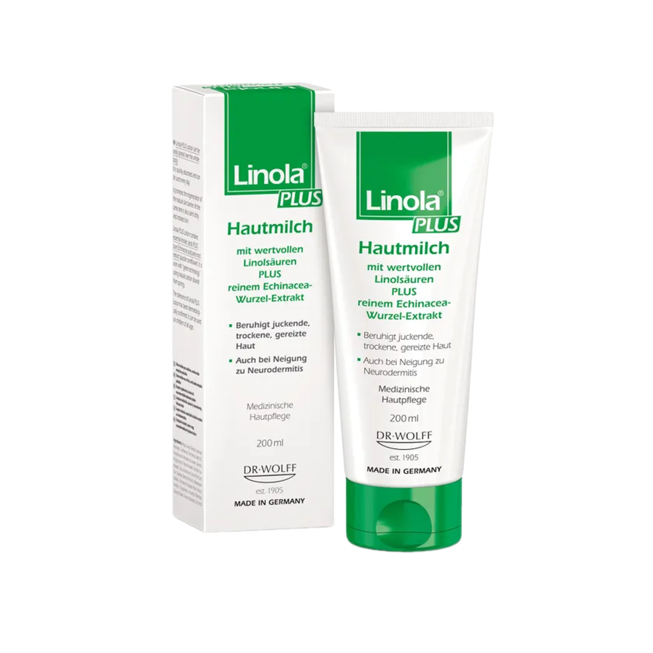 Linola PLUS Skin Milk | Intensive Care for Itchy, Dry & Irritated Skin | Echinacea & Linoleic Acids | Babies & Adults | 200 ml | PZN 11230743