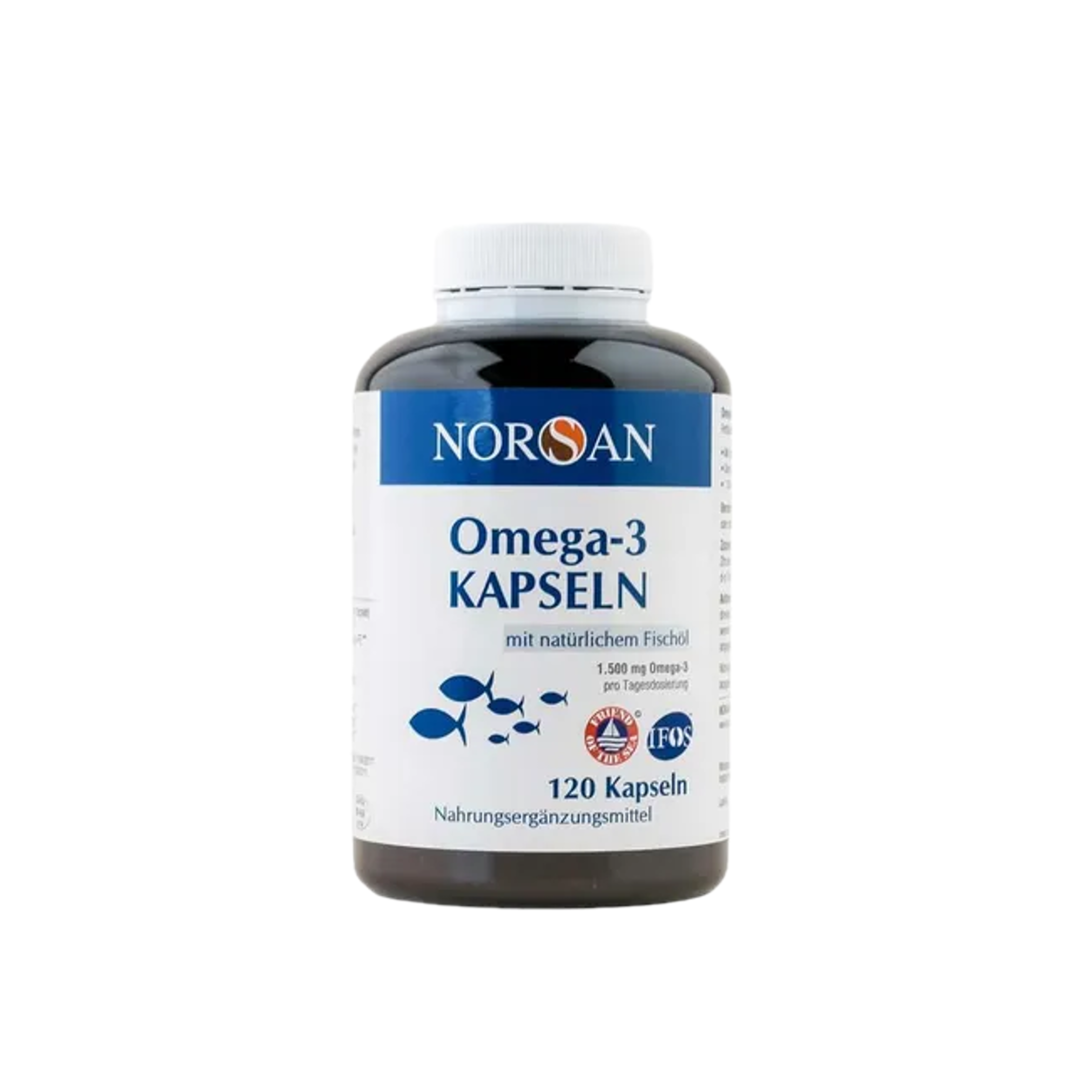 NORSAN Omega-3 Capsules | 1,500 mg Omega-3 EPA & DHA | Natural Fish Oil | 120 Capsules | PZN 13512730