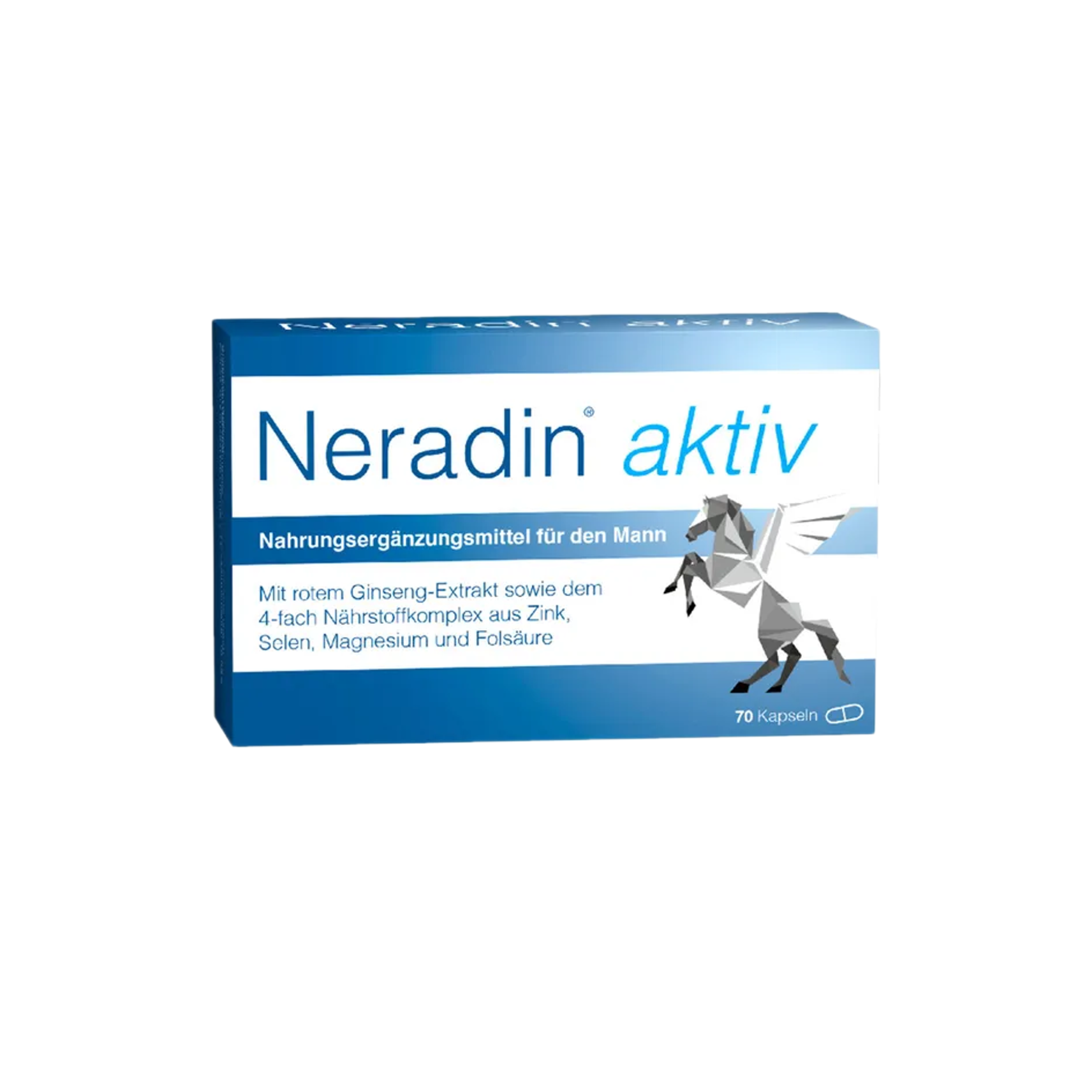 Neradin Aktiv | Red Ginseng, Zinc, Selenium, Magnesium & Folic Acid | Men's Vitality, Testosterone & Fertility Support | 70 Capsules | PZN 16809560