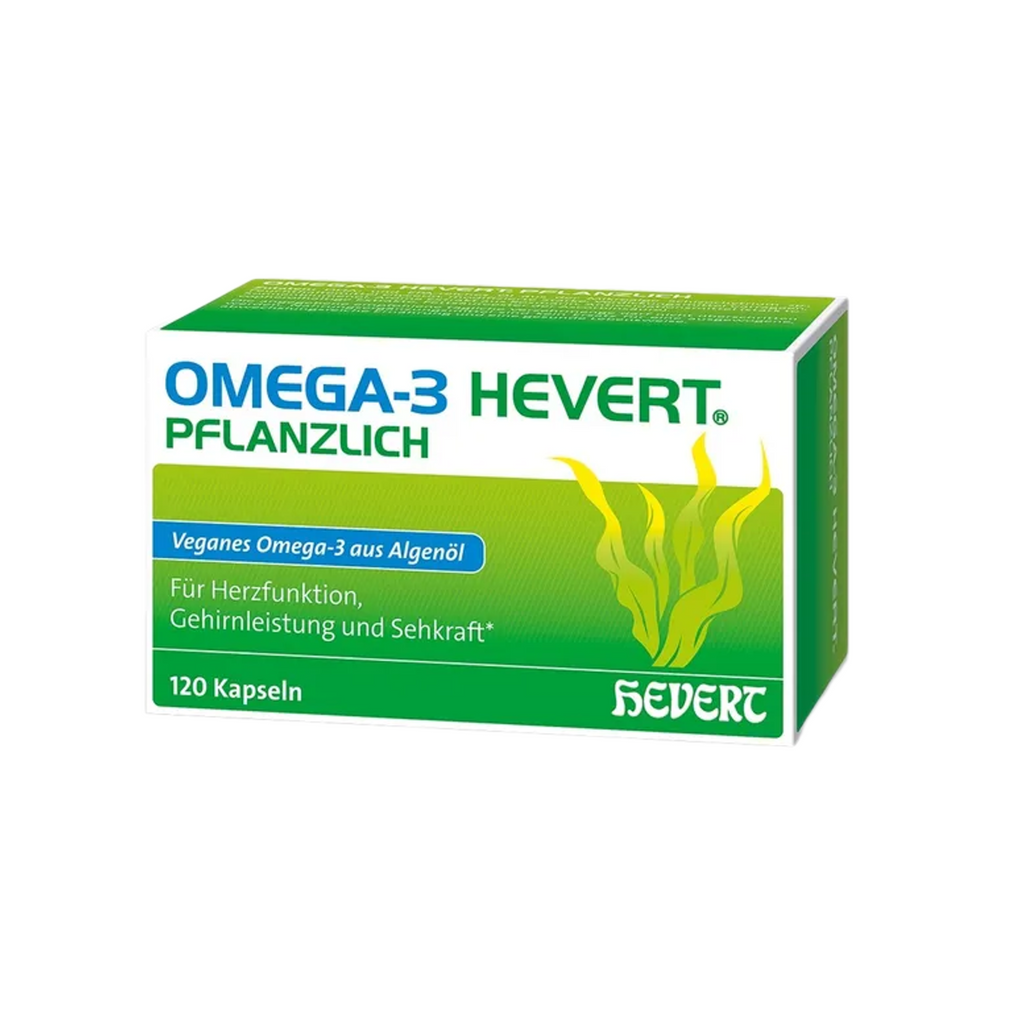 Omega-3 Hevert Plant-Based | Vegan Algae Oil with DHA & EPA | Heart, Brain & Vision Support | Fish-Free | 120 Capsules | PZN 19054205