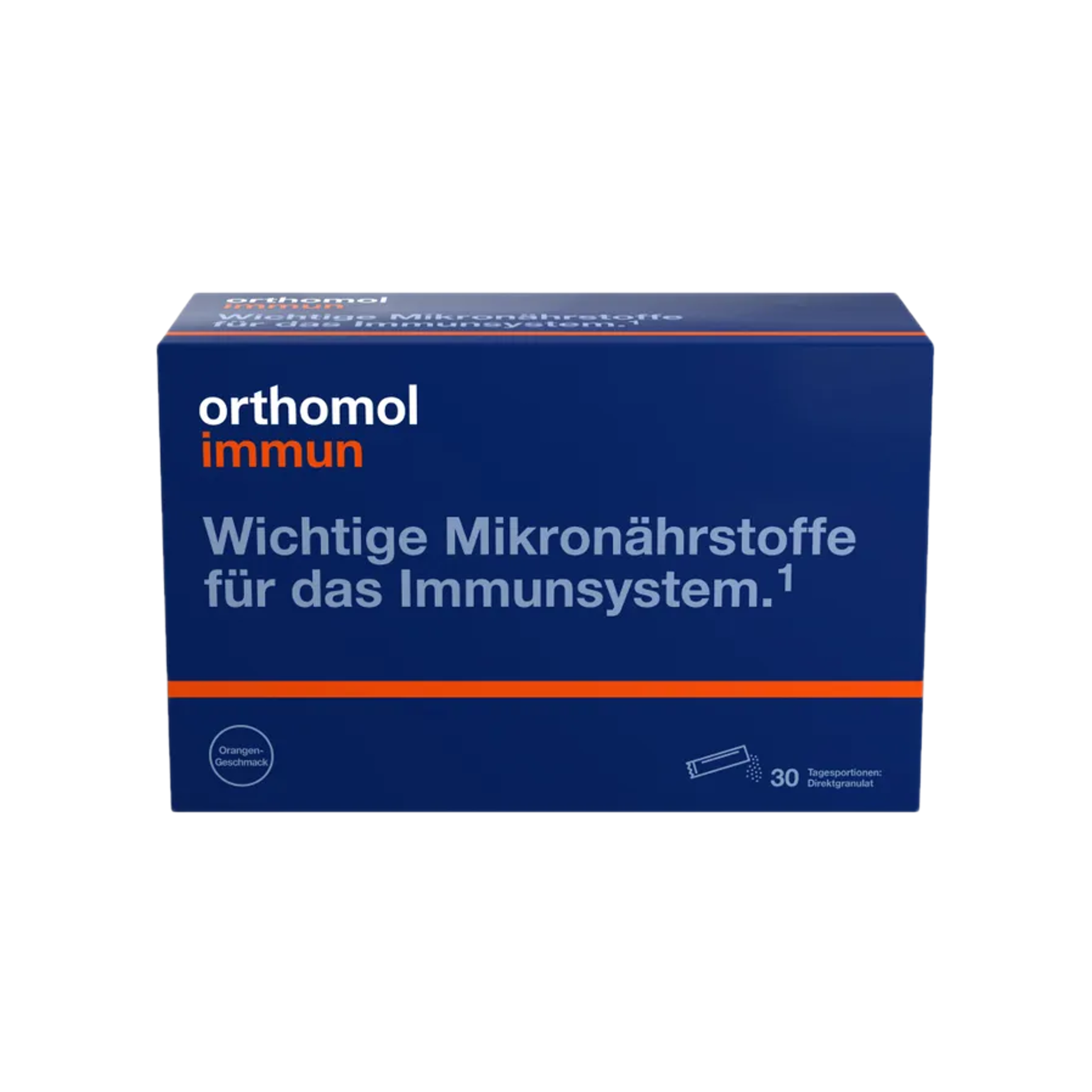 Orthomol Immun | Immune Support with Vitamin C, D & Zinc | Orange Direct Granules | 30 Sachets | PZN 07145954