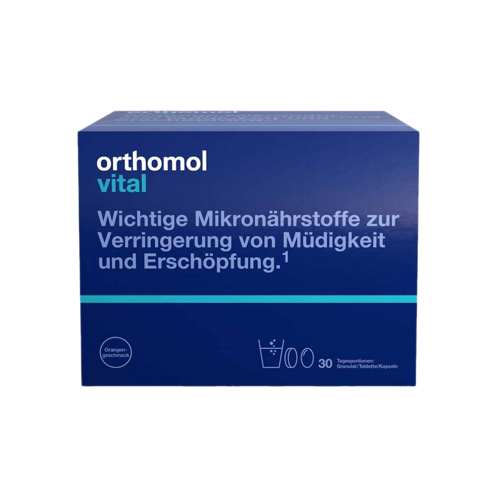 Orthomol Vital Orange | Vitamin B12 1,000 μg, Magnesium & Omega-3 | 30 Daily Portions | PZN 20182799