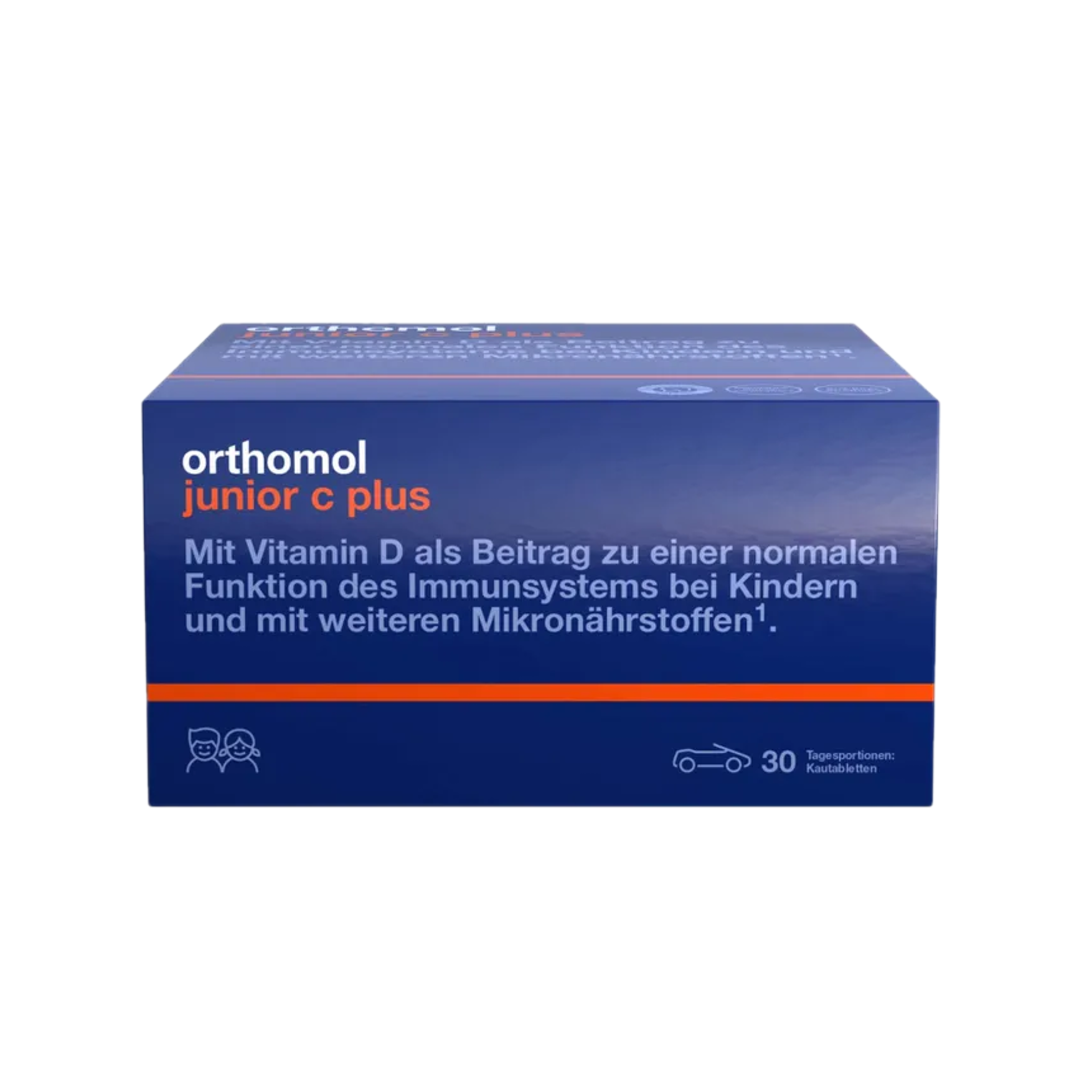 Orthomol Junior C Plus | Kids Immune Support with Vitamin C, D & Zinc | Mandarin-Orange Chewable Tablets | 30 Daily Sachets | PZN 10013630