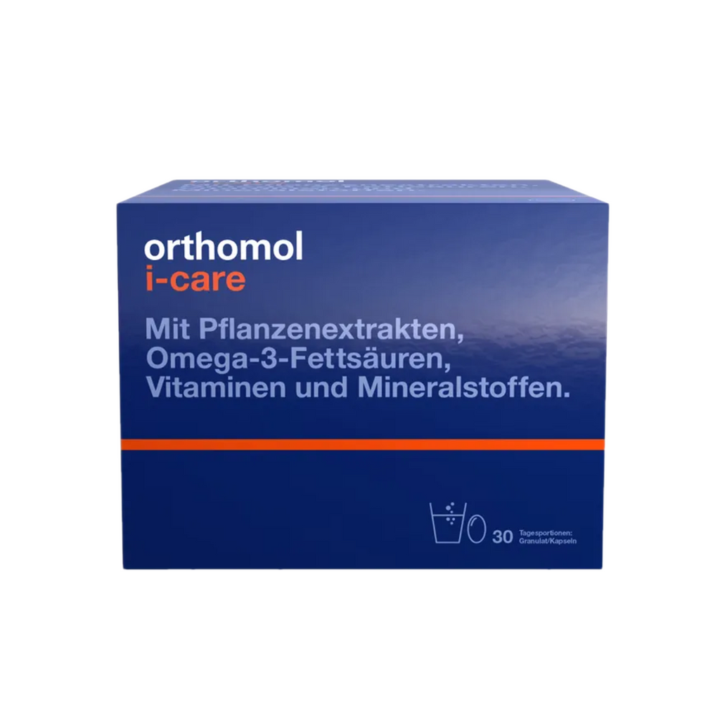 Orthomol i-CAre | Micronutrients with Omega-3, Ginger, Turmeric, Green Tea & OPC | 30 Daily Portions | PZN 05382064