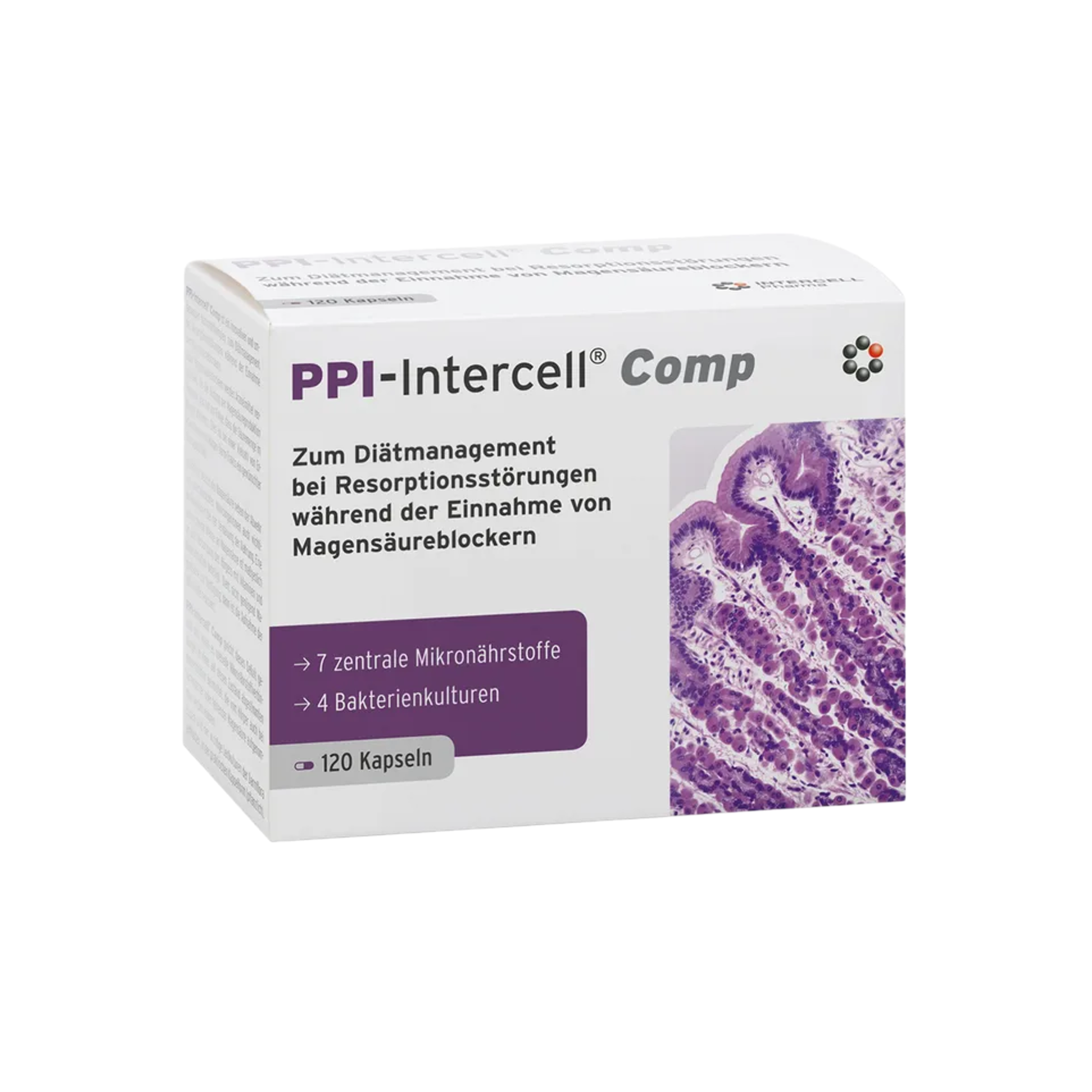 PPI-Intercell Comp | Magnesium, Calcium, Iron, Zinc, Vitamin B12, C & D3 + 8 Billion CFU | For PPI Users | 120 Capsules | PZN 12562714