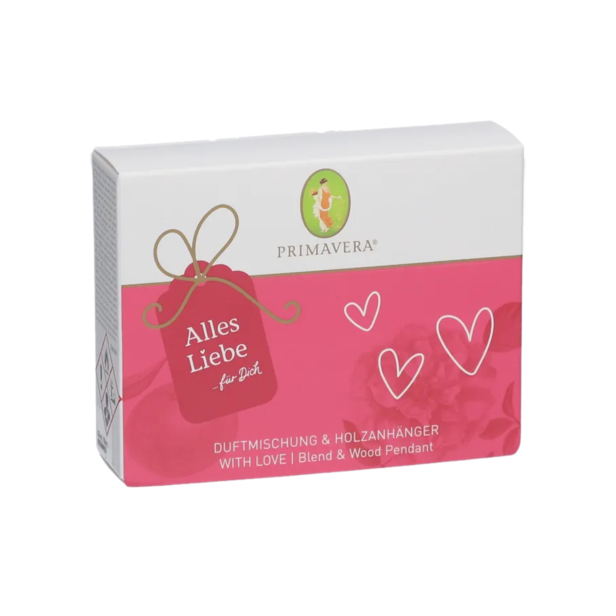 PRIMAVERA Alles Liebe Gift Set | Organic Essential Oil Blend with Linden Wood Aroma Pendant | Rose & Mandarin | 5 ml | PZN 19181926