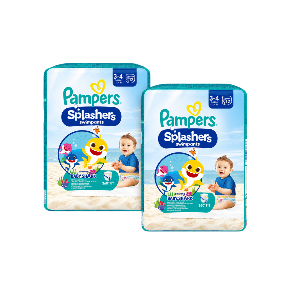 Pampers Splashers Swim Diapers Size 3–4 | 6–11 kg | Disposable Swimming Diapers | 2 × 12 = 24 Diapers