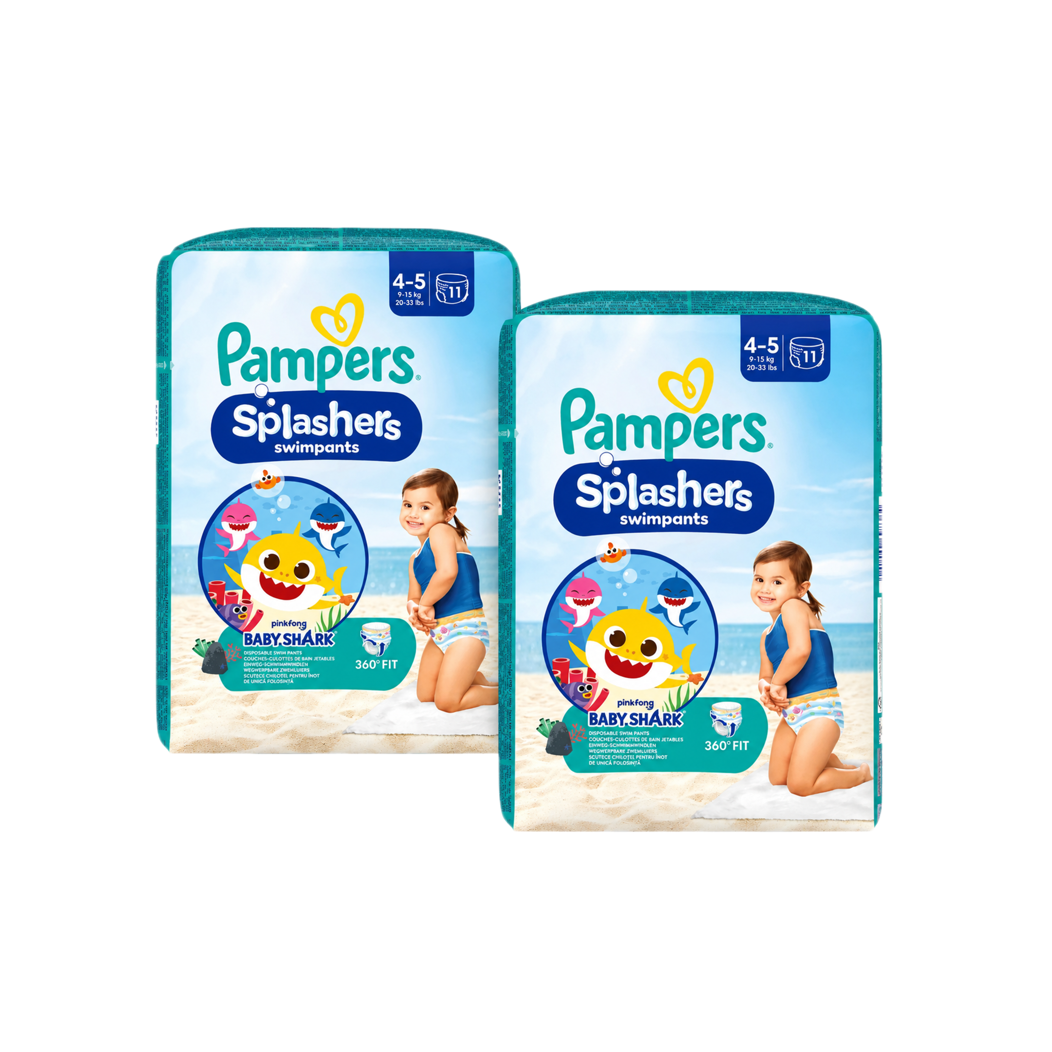 Pampers Splashers Swim Diapers Size 4–5 | 9–15 kg | Disposable Swimming Diapers | 2 × 11 = 22 Diapers