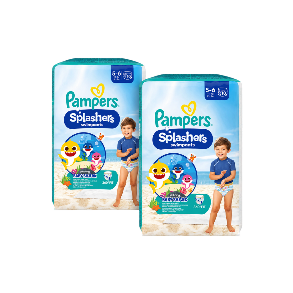 Pampers Splashers Swim Diapers Size 5–6 | 14+ kg | Disposable Swimming Diapers | 2 × 10 = 20 Diapers