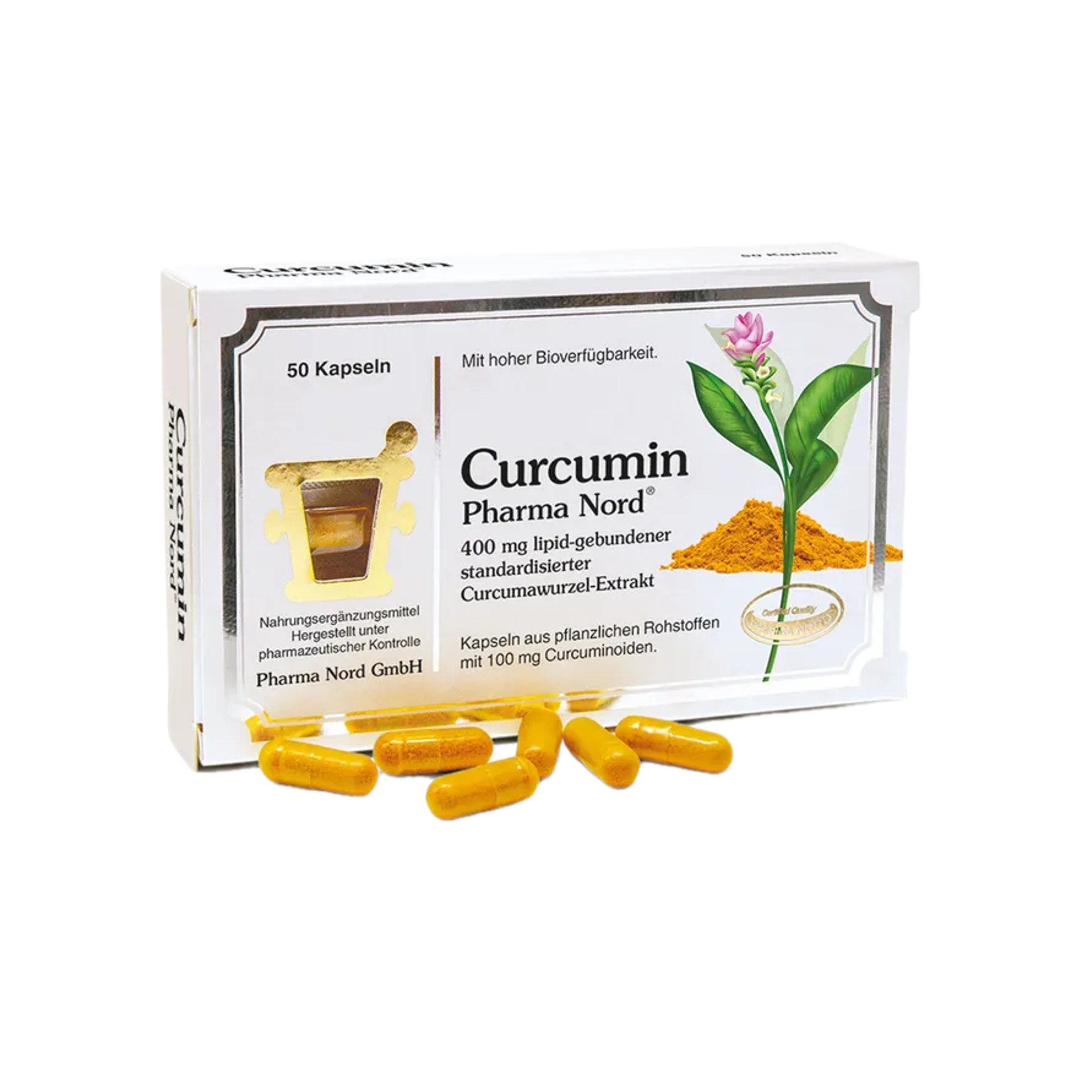 Pharma Nord Curcumin | Longvida® Turmeric Extract 400 mg with 100 mg Curcuminoids | High Bioavailability | Vegan | 50 Capsules | PZN 17230678
