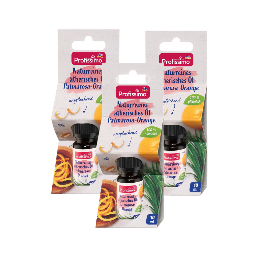 Profissimo Palmarosa & Orange Essential Oil | 100% Pure Essential Oil Blend | Floral & Fruity Home Fragrance | 3 × 10 ml