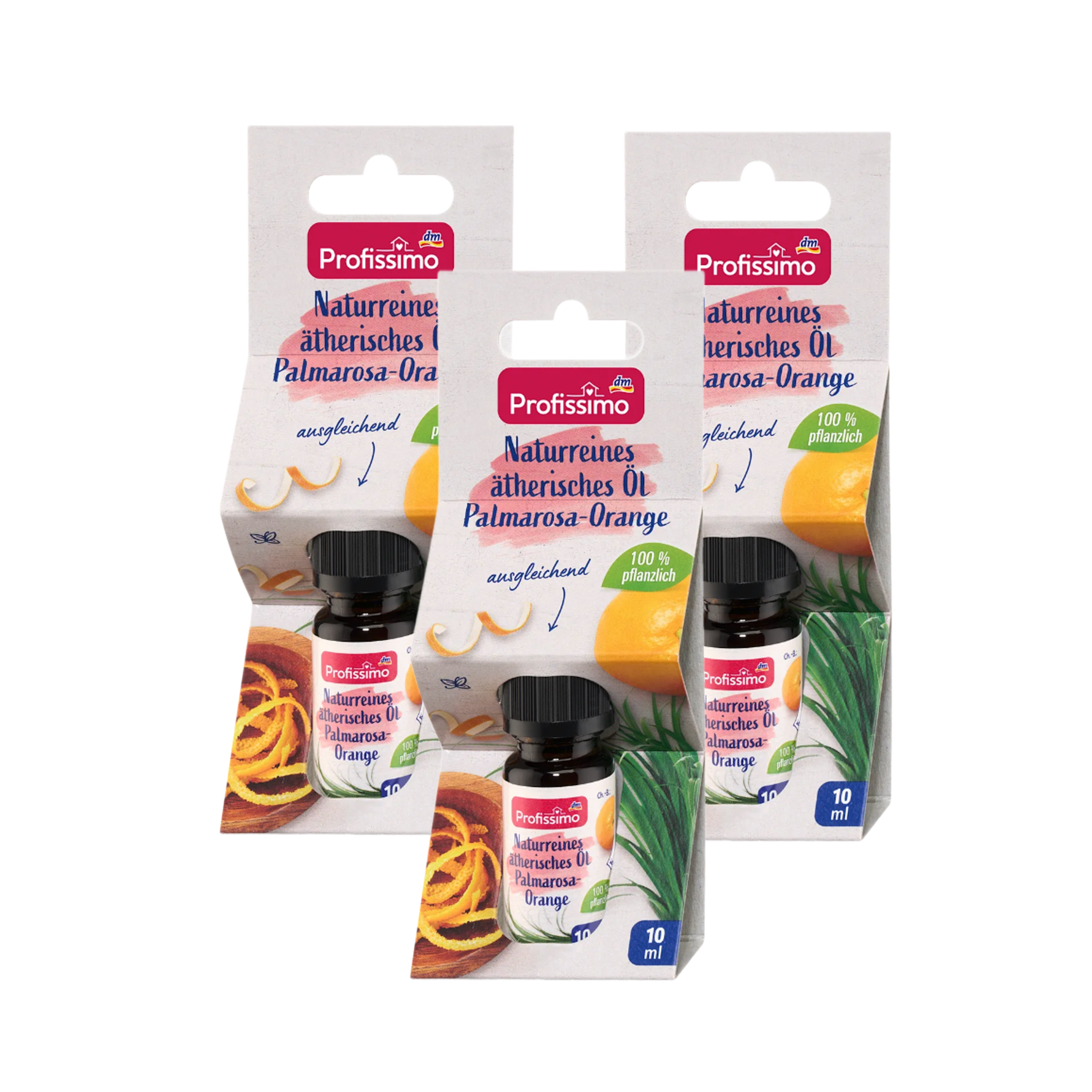 Profissimo Palmarosa & Orange Essential Oil | 100% Pure Essential Oil Blend | Floral & Fruity Home Fragrance | 3 × 10 ml