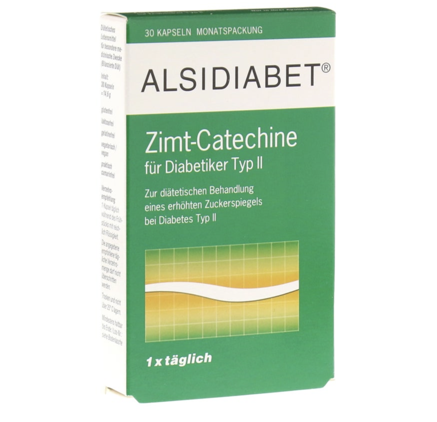 ALSIDIABET Cinnamon Catechins for Type 2 Diabetes 30 Capsules | Standardized Cinnamon Extract, Chromium & Niacin | Blood Glucose Nutritional Management | PZN 03896675