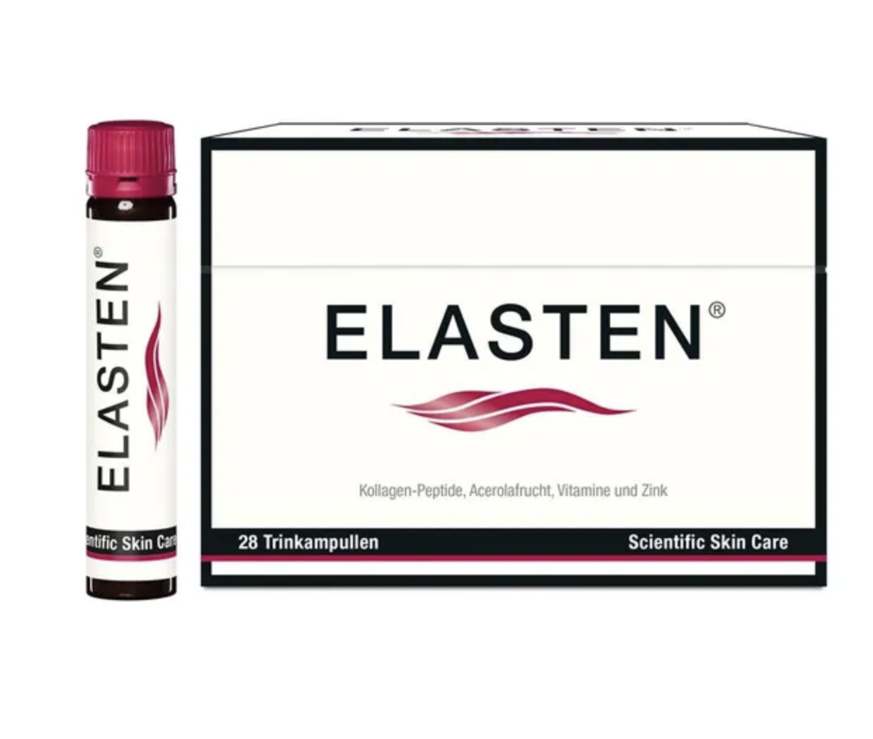 ELASTEN® 胶原蛋白饮用安瓿 28 件，打造美丽肌肤，PZN 10048806 – 经研究验证的原装产品，含西印度樱桃、维生素 C、锌、生物素