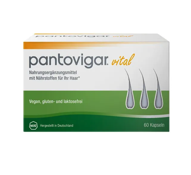 德国原装Pantovigar 生物素+L-胱氨酸+锌 活力胶囊60粒 促进正常头发生长 PZN 19363627