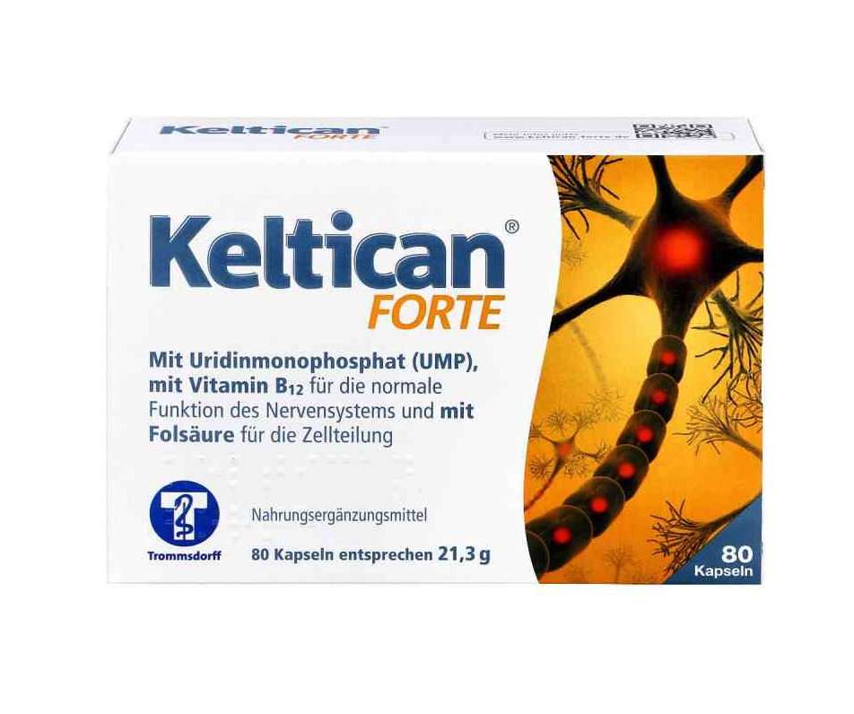 Keltican Forte Capsules 80 pcs | Uridine Monophosphate (UMP) + Vitamin B12 + Folic Acid | Vegan Food Supplement | Made in Germany | PZN 14352754