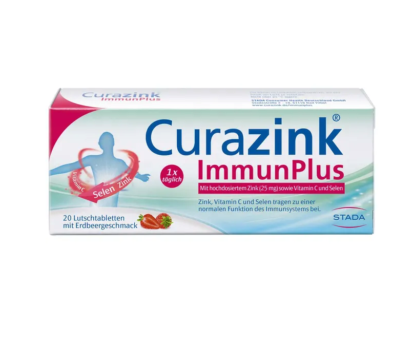 德国原装Curazink ImmunPlus 锌+维生素C+硒 提高免疫力含片 100粒 草莓味 | 纯素 PZN 17258820