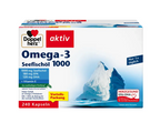 德国原装 Doppelherz双心 深海鱼油omega-3胶囊240粒 | 含1000毫克鱼油、300毫克欧米伽-3、EPA、DHA及维生素E | 支持心脏、大脑和视力健康 | 德国制造 PZN 16588550