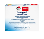 德国原装 Doppelherz双心 深海鱼油omega-3胶囊240粒 | 含1000毫克鱼油、300毫克欧米伽-3、EPA、DHA及维生素E | 支持心脏、大脑和视力健康 | 德国制造 PZN 16588550