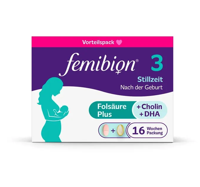 德国原装Femibion 3 哺乳期妈妈复合营养素组合装 56 片 + 56 粒 | 含DHA、高含量叶酸、胆碱和维生素 | 德国制造 PZN 17668759