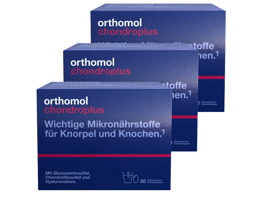 德国原装 Orthomol奥视宝Chondroplus 关节宝复合营养素90日装 3个月量 3盒套装 关节、软骨与骨骼支持 | 含葡萄糖胺、软骨素、胶原蛋白和Omega-3 | 德国制造 PZN 18052351