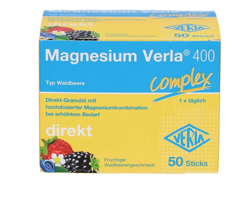 德国原装 Verla 400mg400毫克柠檬酸镁直服颗粒 50袋 |野生浆果味 纯素 | 保护肌肉/神经，补充能量，改善亚健康 | 德国制造 PZN 18774179