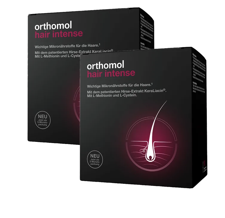 Orthomol Hair Intense Capsules 360 pcs | Double Pack | 2 × 180 Capsules | Hair Growth Support | KeraLiacin®, Biotin, Zinc, Selenium, L-Cysteine & L-Methionine | Made in Germany | PZN 16866061