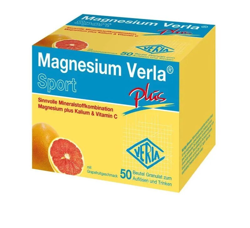 Magnesium Verla Plus Granules 50 Sachets | Magnesium, Potassium & Vitamin C | Grapefruit Flavor | Muscle, Nerve & Energy Support | Made in Germany | PZN 01007872