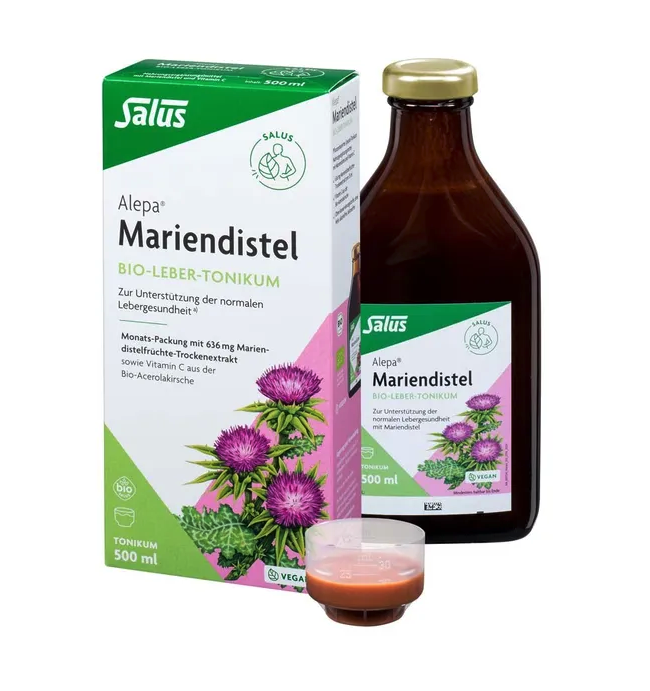 Salus Alepa Organic Milk Thistle Liver Tonic 500 ml | Organic Herbal Formula with Milk Thistle & Natural Vitamin C | Vegan | Alcohol-Free | Made in Germany | PZN 13475905