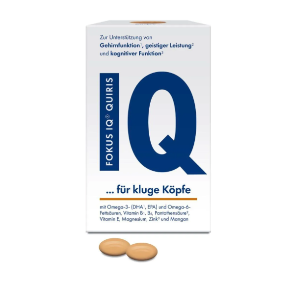 德国原装 FOKUS IQ 补脑健脑胶囊 120粒 | 含Omega-3 DHA、Omega-6、镁、锌和B族维生素 | 提高记忆力、注意力和认知支持  PZN 17928574