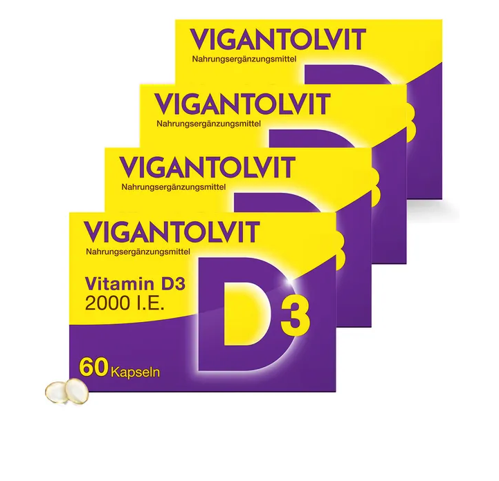 Vigantolvit Vitamin D3 2000 IU 240 Soft Capsules Value Pack | 4 × 60 Capsules | Vitamin D3 for Bones, Muscles & Immune Support | Made in Germany | PZN 12423852