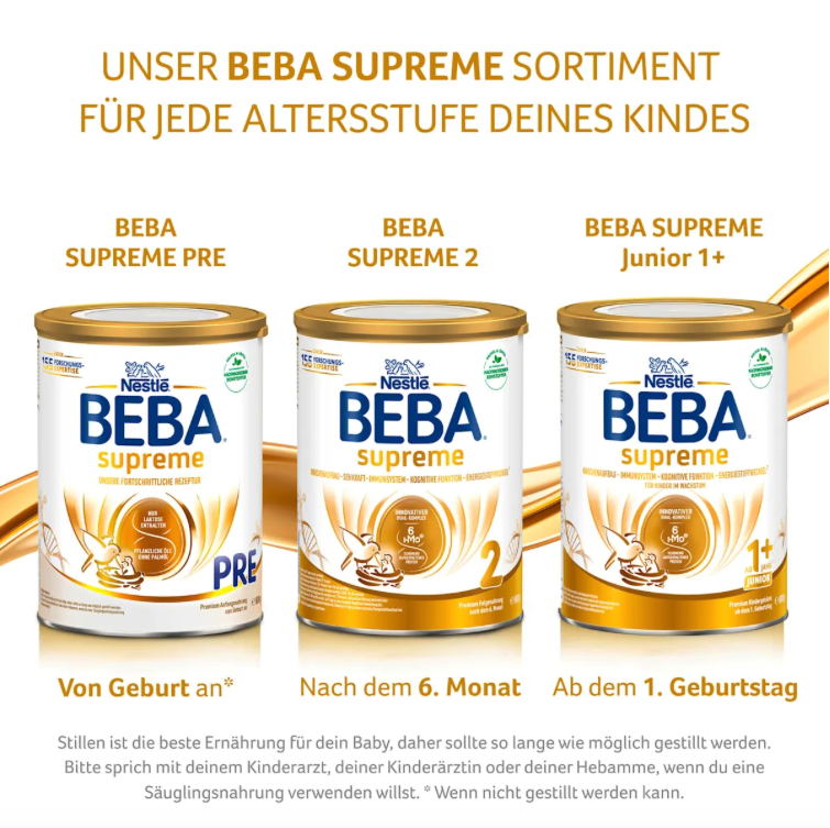 Nestlé BEBA SUPREME PRE Premium Infant Formula Family Value Pack 3200g 4 × 800 g | From Birth | 6 HMOs, B. infantis & Hydrolyzed Protein | Palm Oil Free