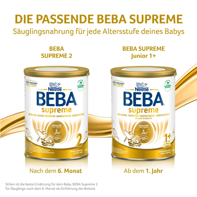 Nestlé BEBA SUPREME Junior 1+ Toddler Milk Family Value Pack 3200g 4 × 800 g | From 1 Year | 6 HMOs, B. infantis & B. lactis | Hydrolyzed Protein | Palm Oil Free