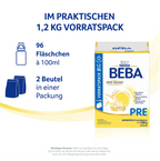 Nestlé BEBA PRE Infant Formula Triple Pack 3600g 3 × 1200 g | From Birth 5 HMOs & DHA | Lactose Only | Palm Oil Free