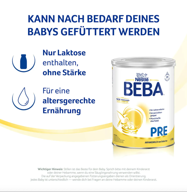 Nestlé BEBA PRE Infant Formula Family Value Pack 3200g 4 × 800 g From Birth | 5 HMOs & DHA | Lactose Only | Palm Oil Free