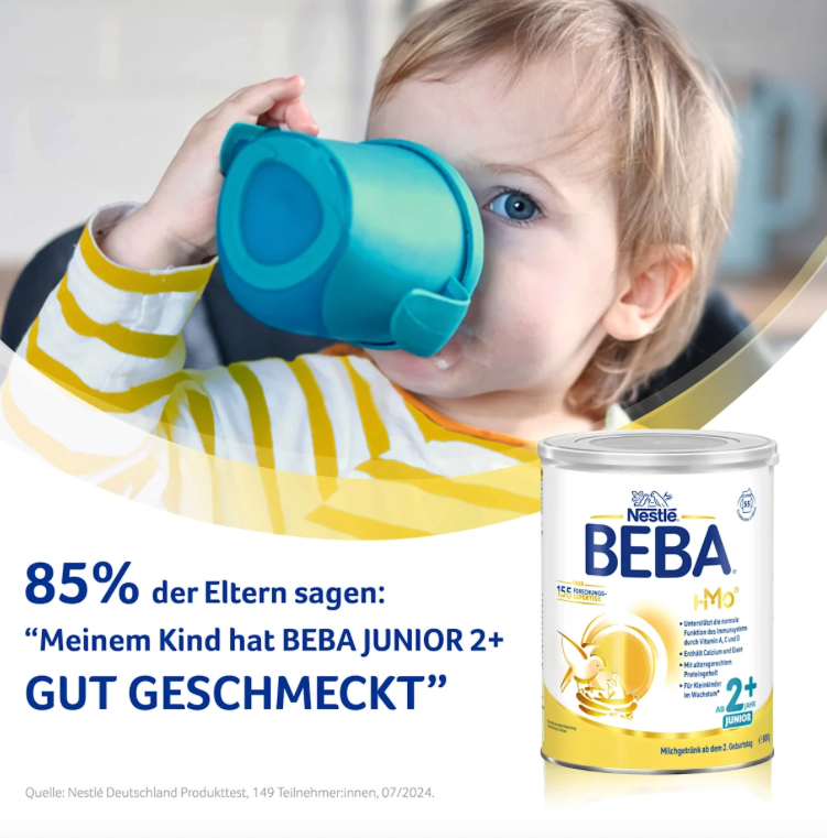 Nestlé BEBA Junior 2+ Toddler Milk Family Value Pack 3200g 4 × 800 g | From 2 Years With HMO, Calcium, Iron & Vitamins A, C, D | Palm Oil Free