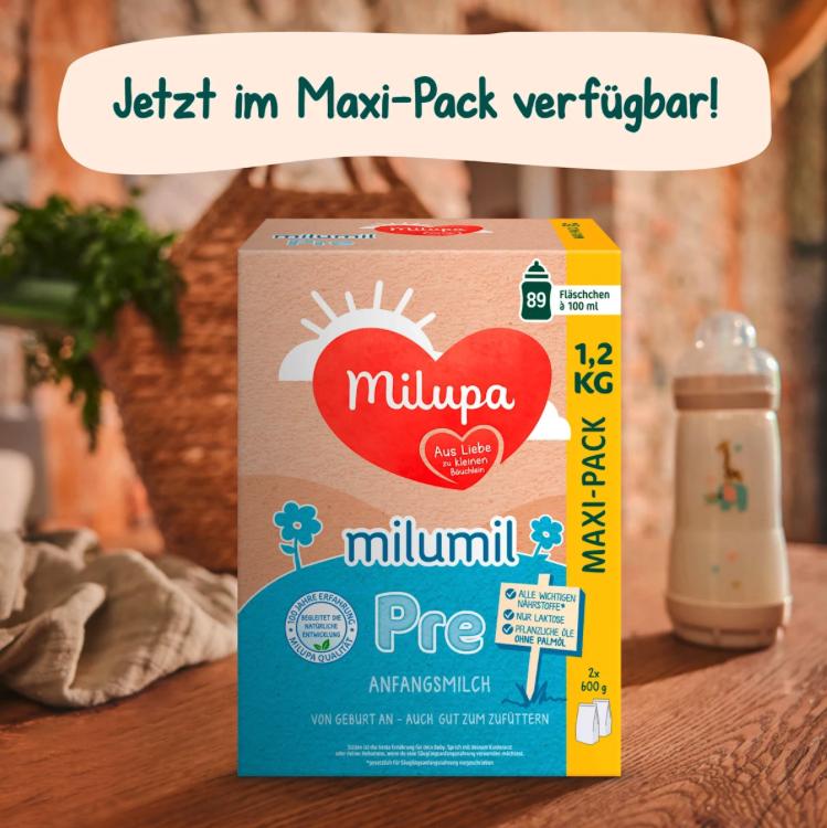 Milupa Milumil PRE Infant Formula Family Value Pack 3600g 3 × 1.2 kg | From Birth | GOS/FOS, DHA & ARA | Suitable for Combination Feeding