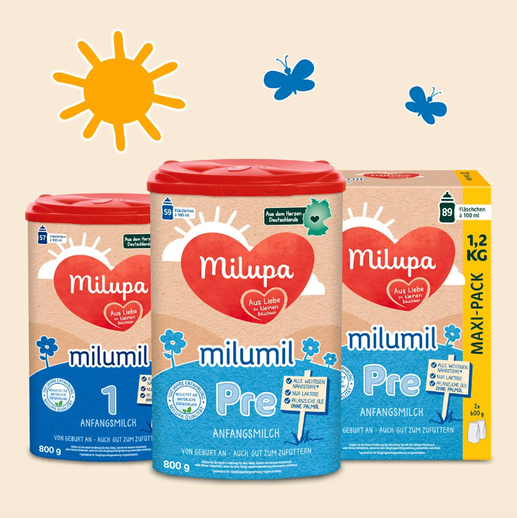 Milupa Milumil PRE Infant Formula Family Value Pack 3200g 4 × 800 g | From Birth | DHA & ARA | GOS/FOS Prebiotics | Palm Oil Free | Made in Germany
