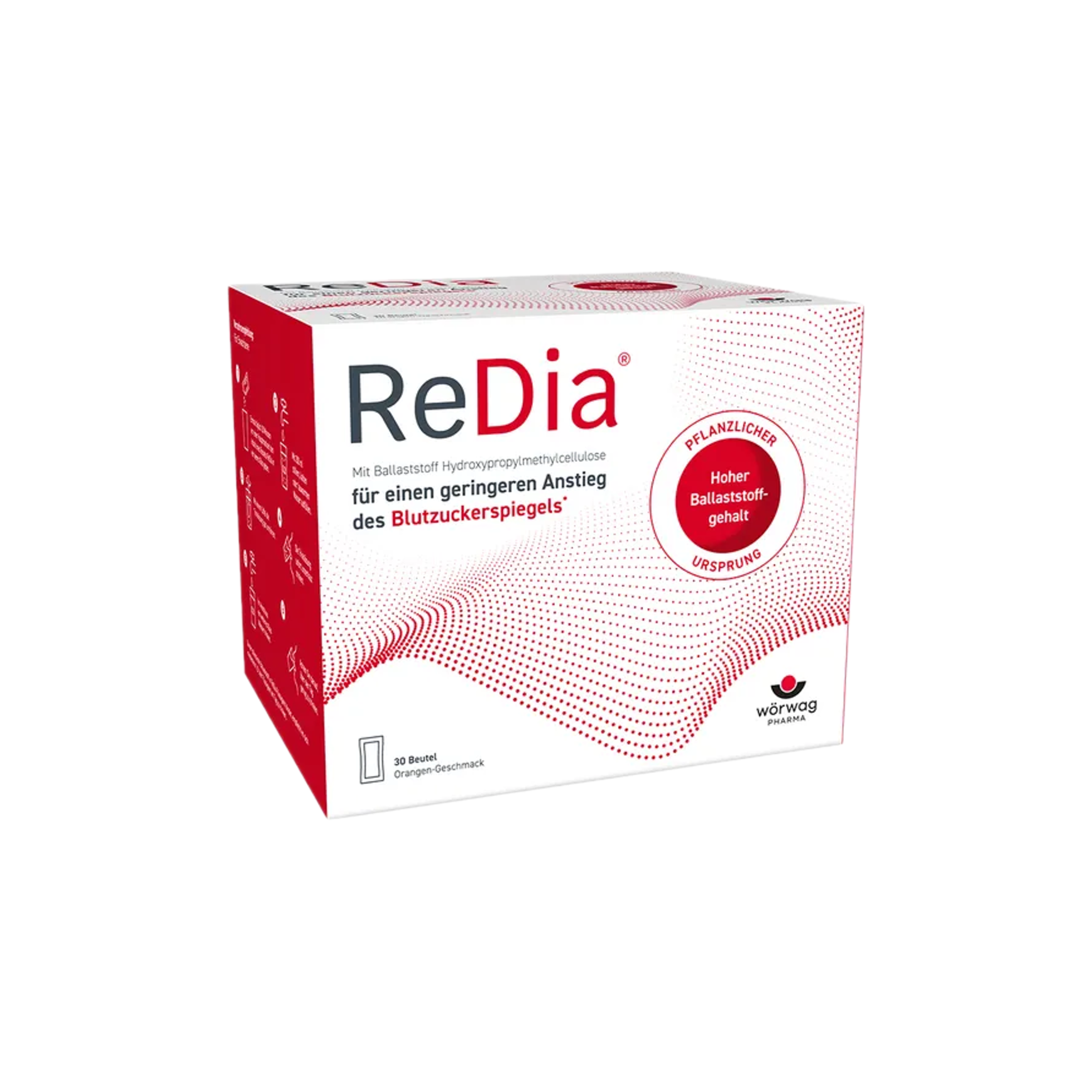 ReDia Fiber Drink | 4 g HPMC Plant-Based Fiber | Post-Meal Blood Glucose Support | Vegan & Sugar Free | 30 Sachets | 369 g PZN 17574509