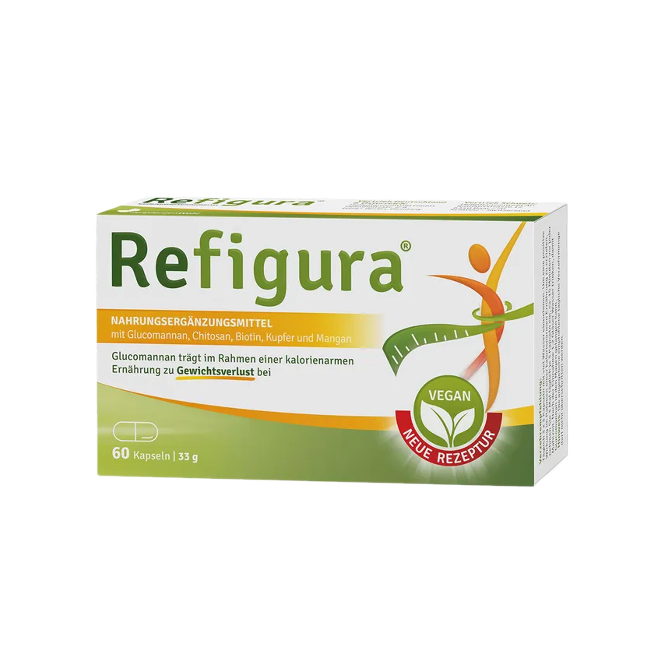 Refigura Capsules | Glucomannan, Vegan Chitosan, Biotin, Copper & Manganese | Weight Management Support | 60 Capsules | PZN 17418005
